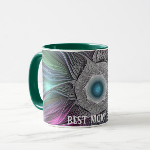 Farbenfrohe Big Blume Abstraktes Fraktal Beste Mam Tasse