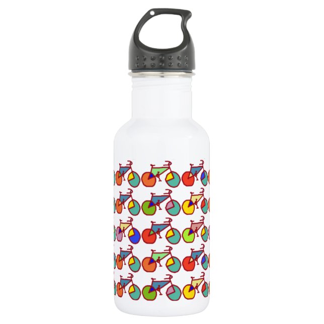 Farbenfrohe Bikes Trinkflasche (Vorderseite)