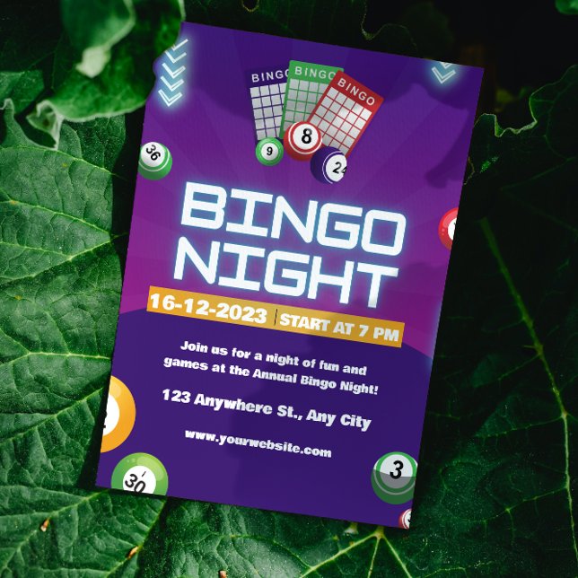 Farbenfrohe Bingo Fun Night Invite Fundraiser Einladung (Von Creator hochgeladen)