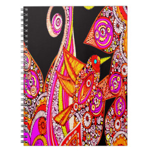 Farbenfrohe Bird of Paradise Black Spiral Notebook Notizblock