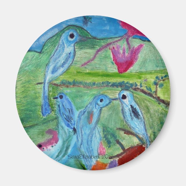 Farbenfrohe Birds Magnet (Vorne)