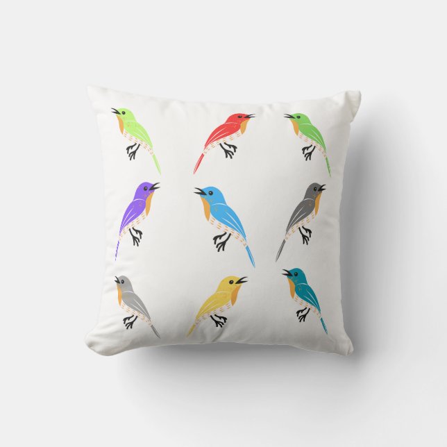 Farbenfrohe Birds Square Kissen (Vorderseite)