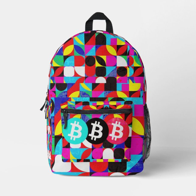 Farbenfrohe Bitcoin (Vibrant HD) Bedruckter Rucksack (Vorderseite)