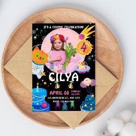 Farbenfrohe Black Space Thema Geburtstagsparty Ein Einladung