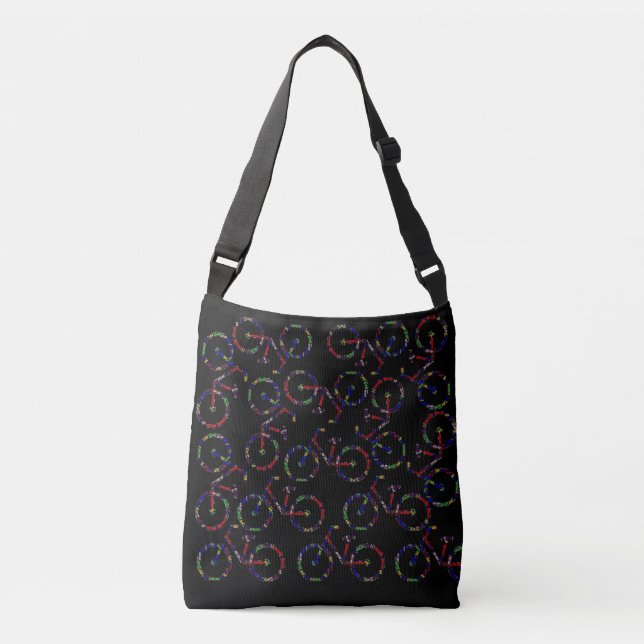 Farbenfrohe Black Tote Bag Tragetaschen Mit Langen Trägern (Vorderseite)