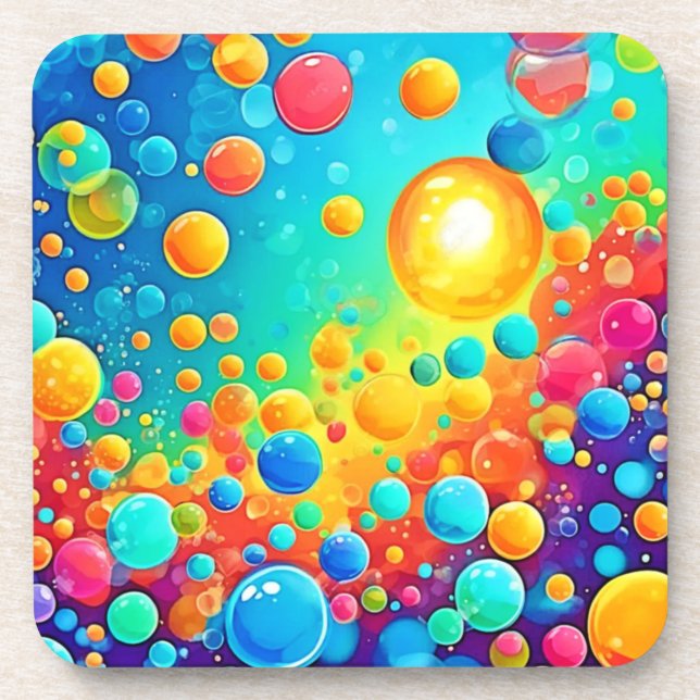 Farbenfrohe Bläschen Kunst Getränkeuntersetzer (Vorderseite)