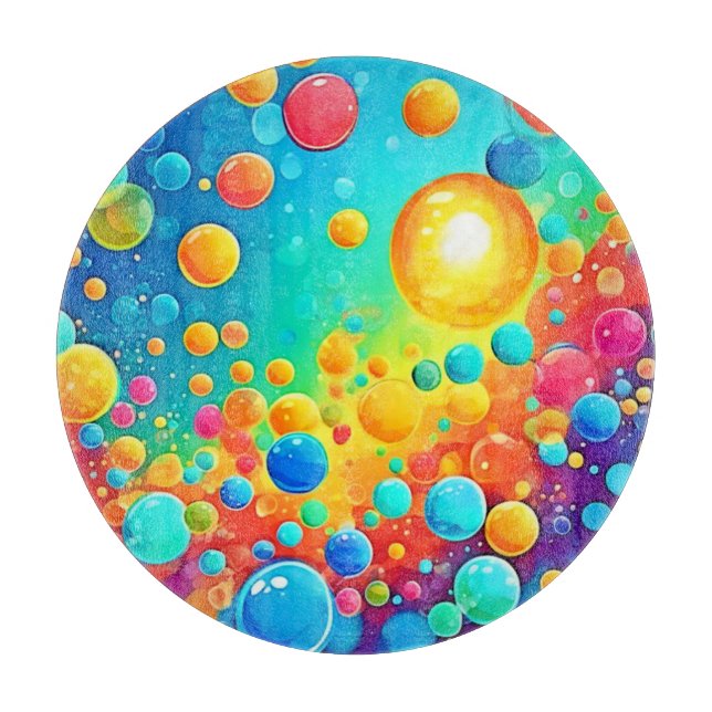 Farbenfrohe Bläschen Kunst Schneidebrett (Vorderseite)