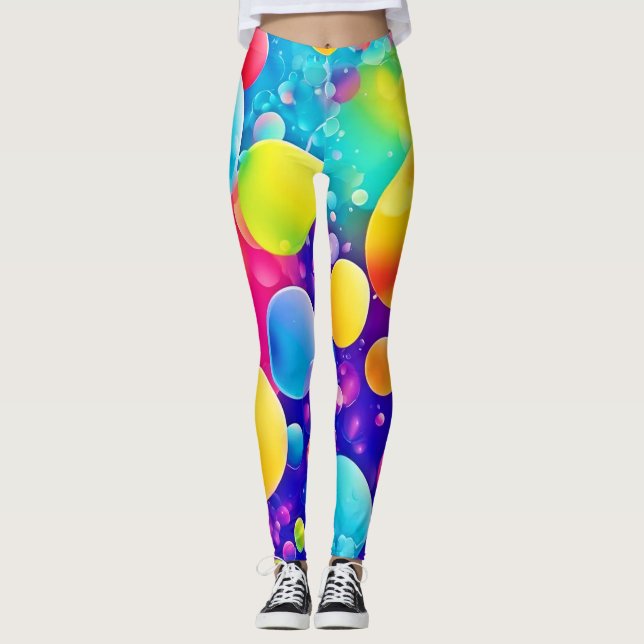 Farbenfrohe Blase Abstrakt Art Leggings (Vorderseite)