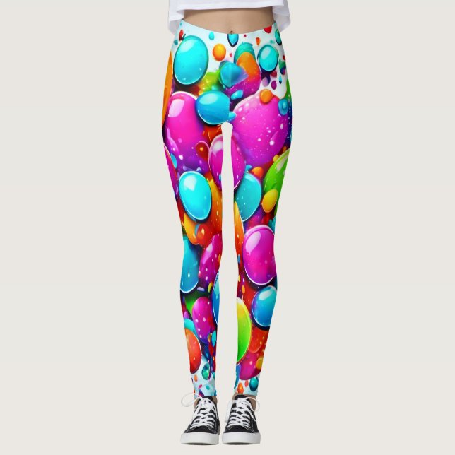 Farbenfrohe Blasen-Explosion Leggings (Vorderseite)