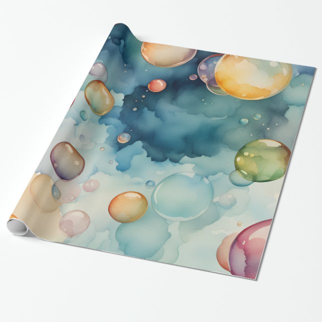 Farbenfrohe Blasen Geschenkpapier (Ungerollt)