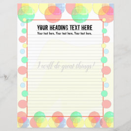 Farbenfrohe Blasen Lined Writer Paper