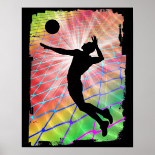 Farbenfrohe Blast Beach Volleyball Poster