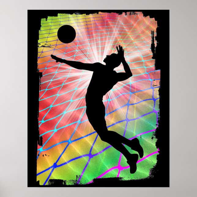 Farbenfrohe Blast Beach Volleyball Poster (Vorne)