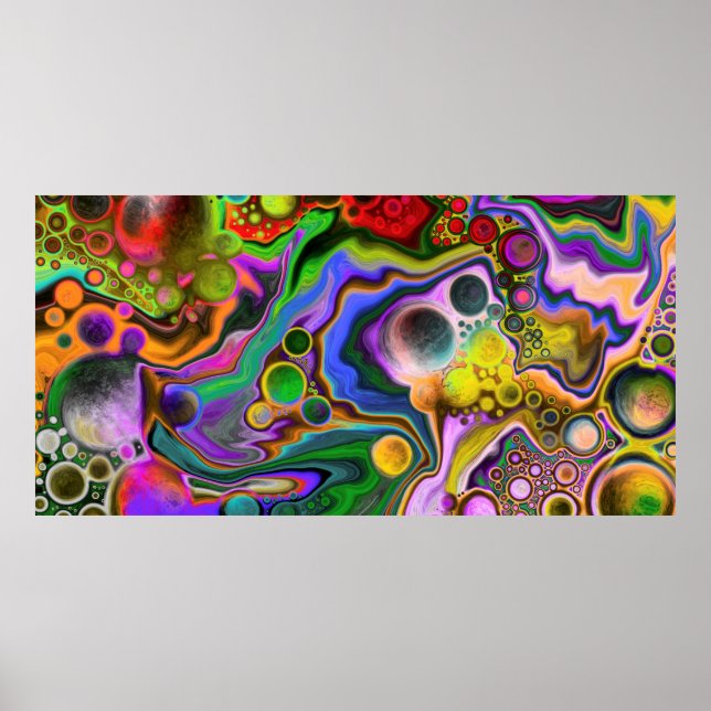 Farbenfrohe Blast Fluid Art Digital Pour Malerei Poster (Vorne)