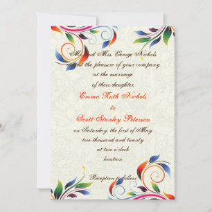 Farbenfrohe Blätter auf ecru Hochzeitseinladung Einladung