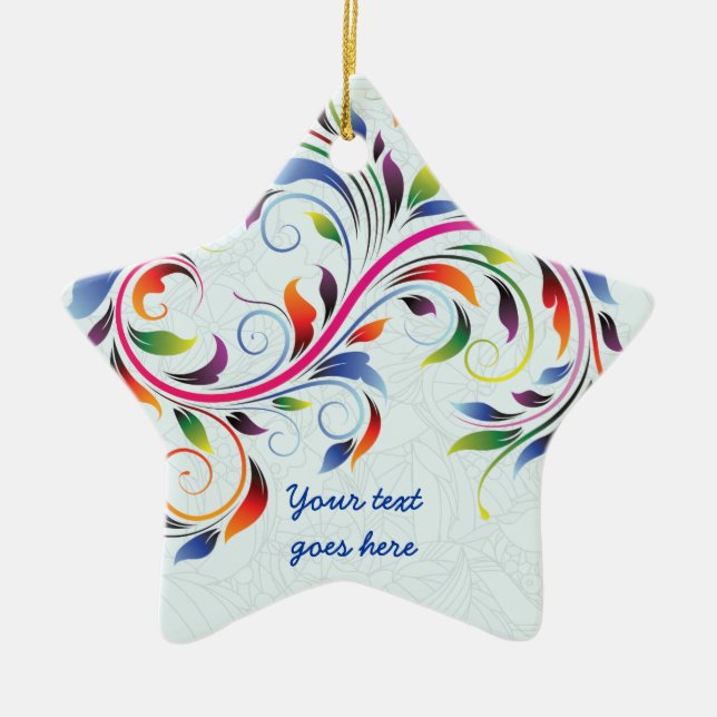 Farbenfrohe Blätter, blass blühende Blumendekorati Keramik Ornament (Vorne)