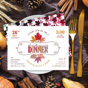 Farbenfrohe Blätter Erntedank Dinner Feiertag Einladung