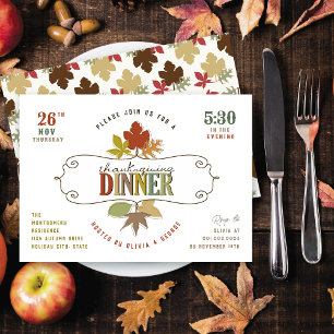Farbenfrohe Blätter Erntedank Dinner Feiertag Einladung