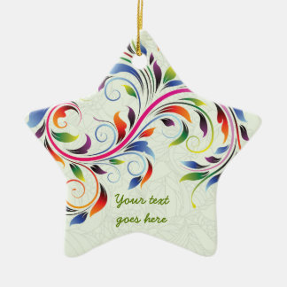 Farbenfrohe Blätter, Limone Retro-Ornamente aus Bl Keramik Ornament