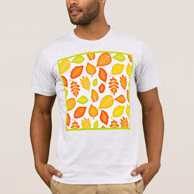 Farbenfrohe Blätter Muster T-Shirt (Vorderseite)