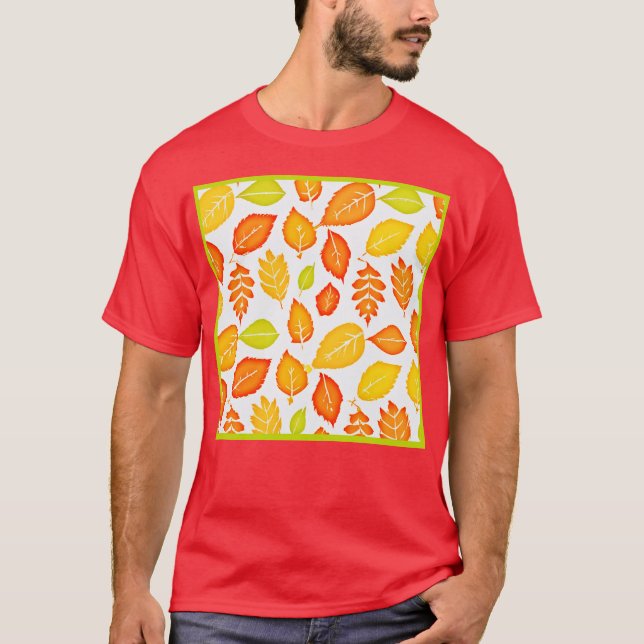 Farbenfrohe Blätter Muster T-Shirt (Vorderseite)
