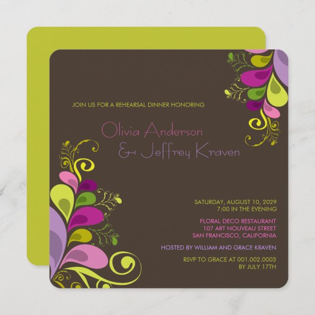 Farbenfrohe Blätter Probe Abendessen Einladung (Vorne/Hinten)