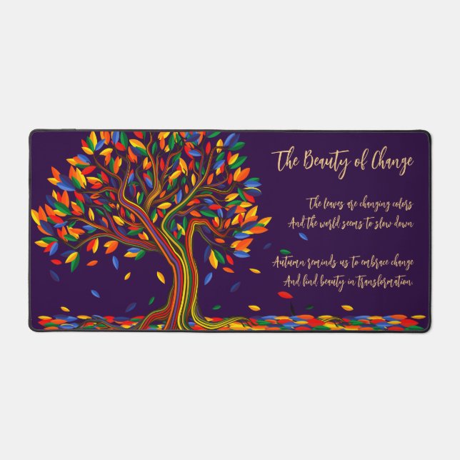 Farbenfrohe Blätter Regenbogenbaum Herbst Inspirat Schreibtischunterlage (Vorderseite)