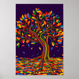 Farbenfrohe Blätter Regenbogenbaum mit hellen Farb Poster