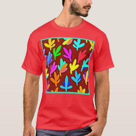 Farbenfrohe Blätter tanzen Muster T-Shirt