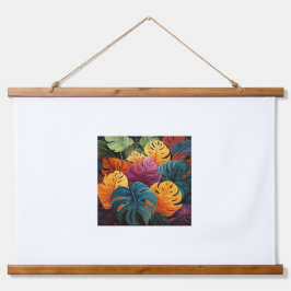 Farbenfrohe Blätter Tapisserie aus Holz Wandteppich Mit Holzrahmen