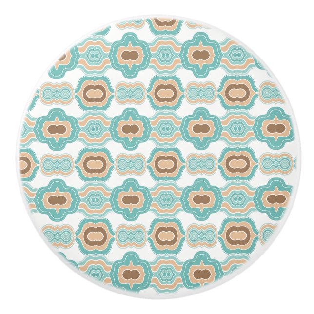 Farbenfrohe blau-bräunliche/braune Medaille Keramikknauf (Vorderseite)