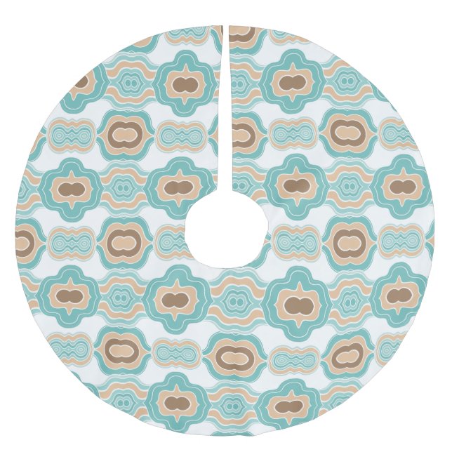 Farbenfrohe blau-bräunliche/braune Medaille Polyester Weihnachtsbaumdecke (Vorderseite)