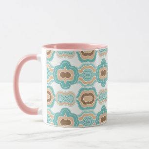 Farbenfrohe blau-bräunliche/braune Medaille Tasse
