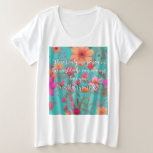 farbenfrohe blaue Florals Inspiration Zitat Große Größe T-Shirt