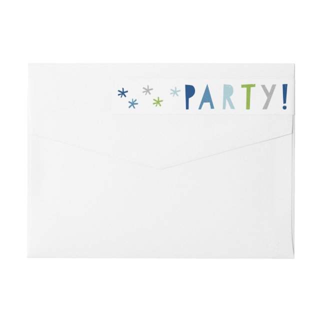 Farbenfrohe Blaue Geburtstagsparty-Rücksendeadress (Rückseite)