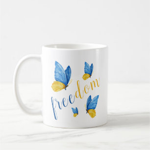 Farbenfrohe blaue Gelbe Schmetterling Kaffeetasse