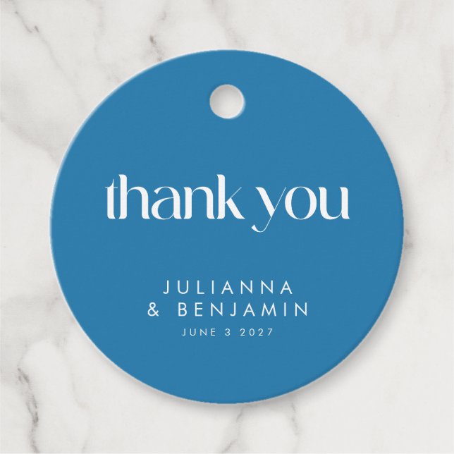 Farbenfrohe blaue Geometrie Hochzeit Custom Vielen Geschenkanhänger (Vorderseite)