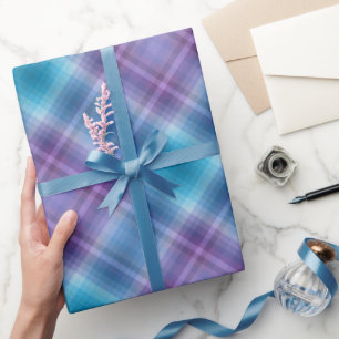 Farbenfrohe blaue lila Mode-Show inspirierte Strei Geschenkpapier
