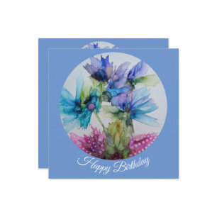 Farbenfrohe blaue Lila rosa grüne Blumenkunst