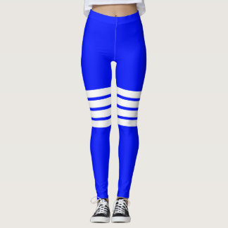 Farbenfrohe blaue Retro Streifen Streifen Streifen Leggings