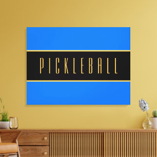 Farbenfrohe, blaue, schwarze PICKLEBALL Streifen Leinwanddruck