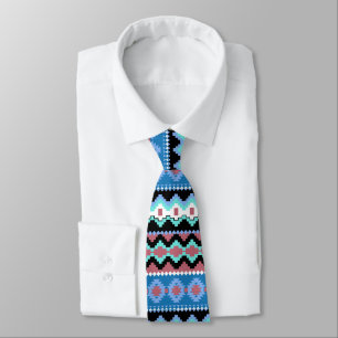 Farbenfrohe blaue Tribal Muster Neck Tie Krawatte