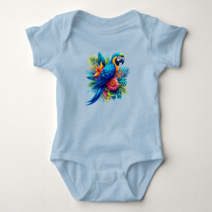 Farbenfrohe, blaue tropische Maca Baby Strampler