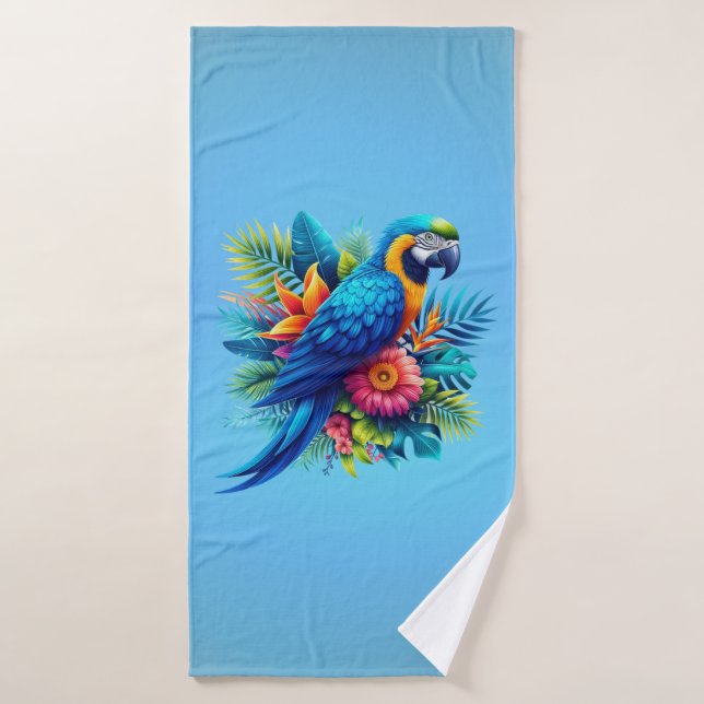 Farbenfrohe, blaue tropische Maca Badehandtuch (Badehandtuch)