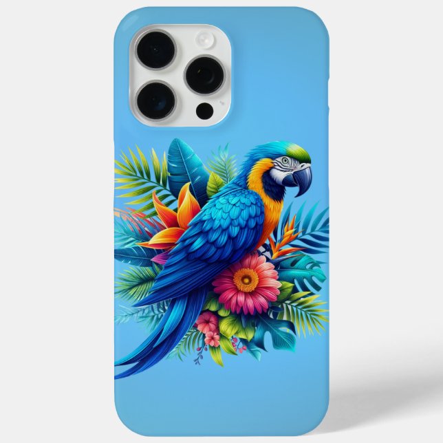 Farbenfrohe, blaue tropische Maca Case-Mate iPhone Hülle (Rückseite)
