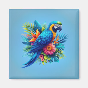 Farbenfrohe, blaue tropische Maca Magnet