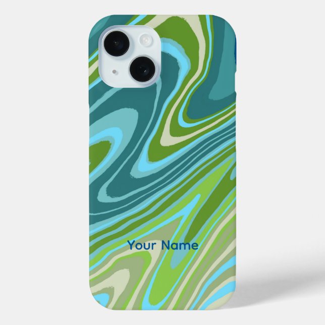 Farbenfrohe blaue und grüne abstrakte Handyhülle Case-Mate iPhone Hülle (Rückseite)