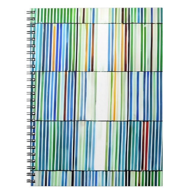 Farbenfrohe blaugestreifte Abstrakte Notebooks Notizblock (Vorderseite)