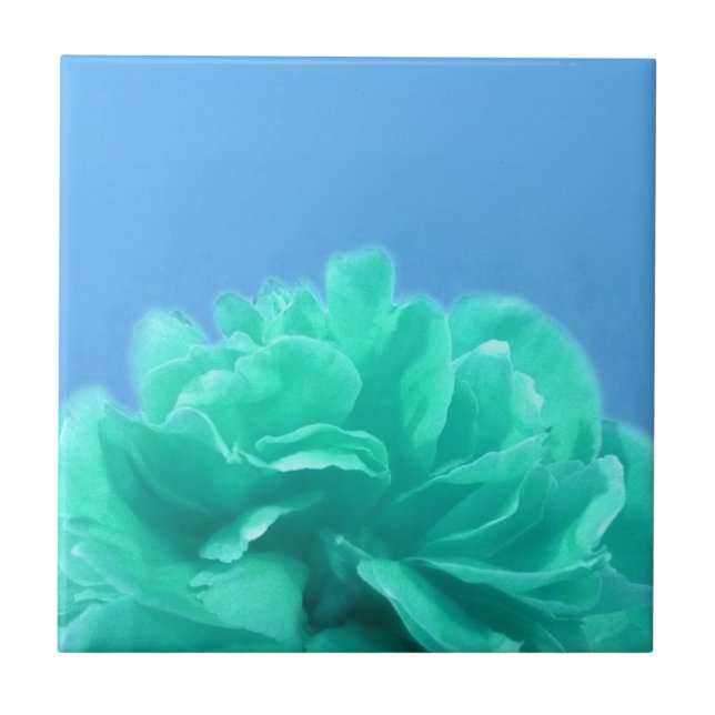 Farbenfrohe blaugrüne Blüte Fliese (Vorderseite)