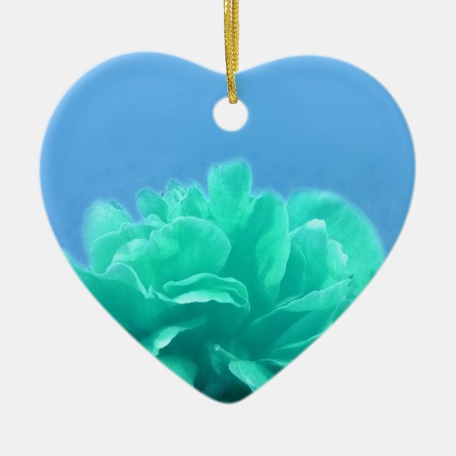 Farbenfrohe blaugrüne Blüte Keramikornament (Vorne)